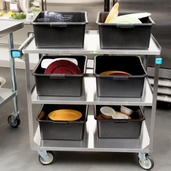 Lakeside 22 3/8" x 39 1/4" x 37 1/4" Medium Duty Stainless Steel 3 Shelf Utility Cart 444