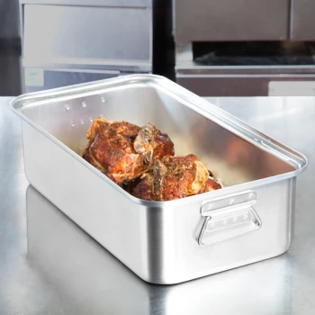 Vollrath 68367 Wear-Ever 17.25 Qt. Aluminum Roasting Pan with Handles - 20" x 11 1/8" x 5 1/2"
