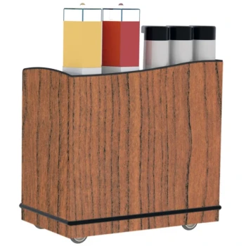 Lakeside 8708VC Stainless Steel Full-Service Hydration Cart with Adjustable Universal Ledges and Victorian Cherry Laminate Finish - 44 3/4" x 25 3/4" x 42 1/2"