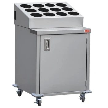 Steril-Sil ENC24-12RP-BLACK Stainless Steel Silverware Cart with 12 Black Silverware Cylinders