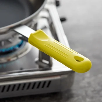 Choice Yellow Removable Silicone Pan Handle Sleeve for 10" and 12" Aluminum Fry Pans