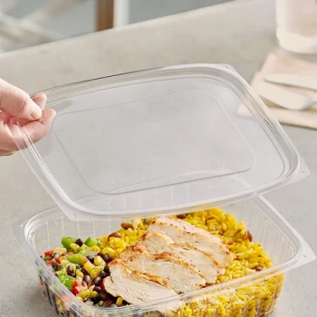 World Centric Clear PLA Lid for 48, 64 oz. Deli Containers - 400/Case