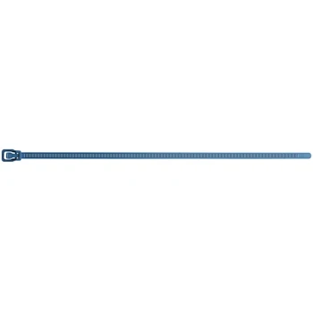 Retyz Metal Detectable EveryTie Blue 14" 50 lb. Tensile Strength (222N) 5.6 mm Strap Width Releasable / Reusable Cable Ties EVT-M14BL-TA - 100/Pack