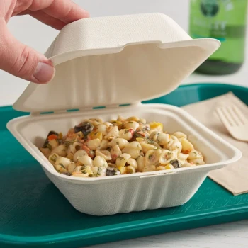 EcoChoice 5" x 5" x 3" Natural Plant Fiber Take-Out Container - 125/Case