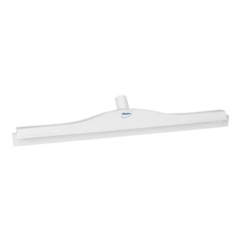 Vikan 77135 19 11/16" White Ultra-Hygienic Double Blade Rubber Floor Squeegee with Plastic Frame and Replacement Cassette