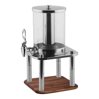 Smart Buffet Ware Domino by Front of the House 1 Gallon Beverage Dispenser with Stand and Wooden Base BDI014MUM18