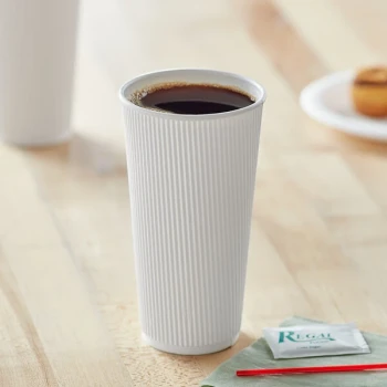 Choice 20 oz. Double Wall Ripple White Paper Hot Cup - 25/Pack
