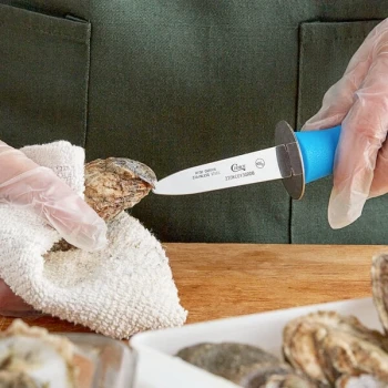 Choice 3" Boston Style Oyster Knife with Guard and Blue Handle