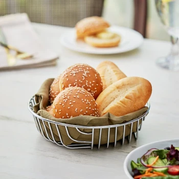 Acopa 8" x 2" Round Chrome Wire Basket