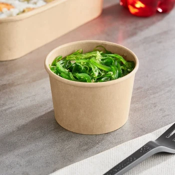 Choice 4 oz. Round Kraft PE-Lined Microwavable Take-Out Container - 50/Pack