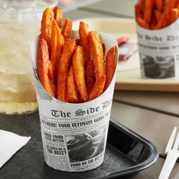 Choice Medium 12 oz. Paper Scoop Cup with Newsprint Design - 50/Pack