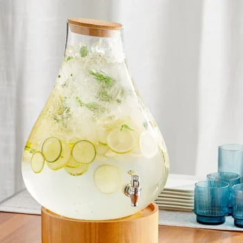Acopa 4 Gallon Raindrop Glass Beverage Dispenser with Cork Lid