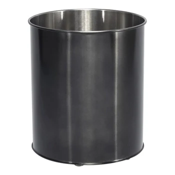 room360 Tokyo 7 Qt. Matte Black Stainless Steel Cylinder Wastebasket - 4/Case