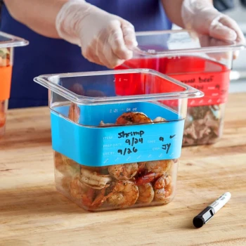 Choice Blue 1/6 Size Write-On Food Pan Band