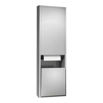 American Specialties, Inc. Traditional 10-046921A-6 Semi-Recessed Battery-Operated Automatic Roll Paper Towel Dispenser with 12 Gallon Waste Receptacle