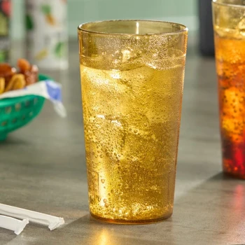Choice 12 oz. Amber Plastic Pebbled Tumbler - 12/Pack