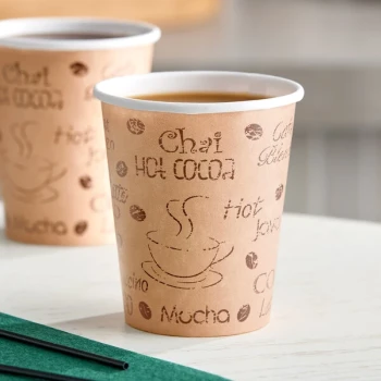 Choice 8 oz. Tall Cafe Print Poly Paper Hot Cup - 50/Pack