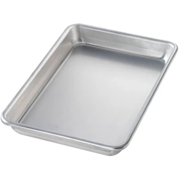 Chicago Metallic 41805 Eighth Size 16 Gauge Glazed 6 7/16 inch x 9 7/16 inch Curled Rim, No Wire Glazed Aluminum Sheet / Bun Pan