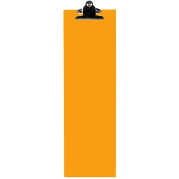 Menu Solutions ACRCLP-BD Orange 4 1/4" x 14" Customizable Acrylic Menu Clip Board