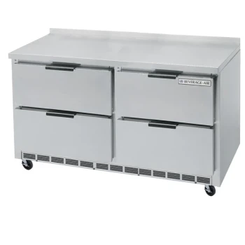 Beverage-Air WTRD60AHC-4-FIP 60" Compact Worktop Refrigerator with Four Drawers and 4" Foamed-In-Place Backsplash