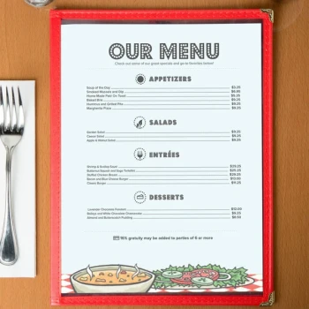 Choice 8 1/2" x 11" Menu Paper - Diner Theme Middle Insert - 100/Pack