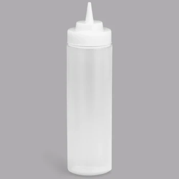 TableCraft 12463C 24 oz. Clear WideMouth™ and Standard Cone Tip Squeeze Bottle with 63 mm Opening - 12/Pack