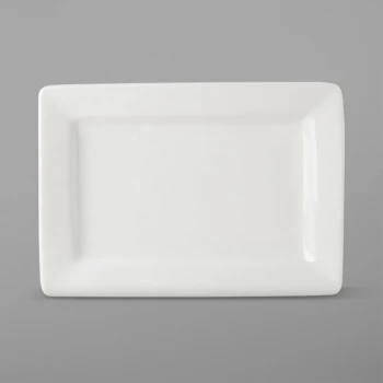 Tuxton ABU-550 Napa AlumaTux 8" x 5 1/2" Pearl White (European White) Rectangular China Plate - 12/Case