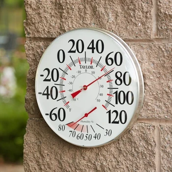 Taylor 497J 12" Dial Indoor / Outdoor Wall Thermometer with Hygrometer