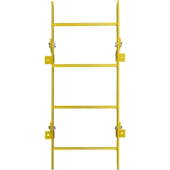 Tri-Arc 4-Rung Yellow Steel Fixed Safety Ladder WLFS0104-Y