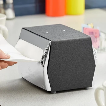Dixie 200 Capacity Black Fullfold Two-Sided Tabletop Napkin Dispenser with Chrome Faceplate
