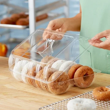 Polar Pak Clear Plastic 12-Compartment Large Donut Hinged Container - 250/Case