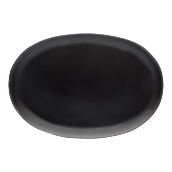 10 Strawberry Street Matte Wave 16" x 11" Oval Black Stoneware Platter - 8/Case