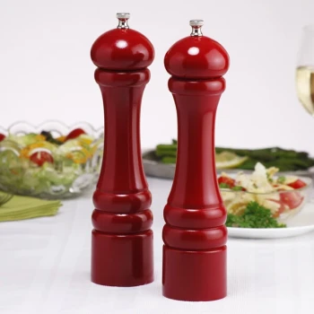 Chef Specialties 10602 Professional Series 10" Customizable Autumn Hues Candy Apple Red Pepper Mill and Salt Mill