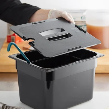 Vigor 1/2 Size Black Polycarbonate Food Pan Lid with Notch and Handle
