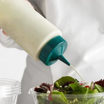 Vollrath 4932-13191 Traex® Color-Mate™ 32 oz. Clear Single Tip Standard Squeeze Bottle with Vista Green Cap