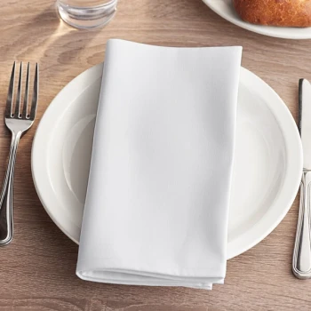 Choice 20" x 20" White 100% Spun Polyester Hemmed Cloth Napkins - 12/Pack