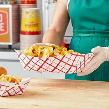 Southern Champion #1,000 10 lb. Red Checkered Paper Food Tray - 250/Case
