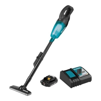 Makita XLC02R1B 18V LXT Lithium Ion Cordless Brushed Compact Black Vacuum Kit - 2.0 Ah