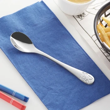 Acopa Children's Flatware 5 1/2" 18/0 Stainless Steel Medium Weight Teaspoon   - 12/Pack