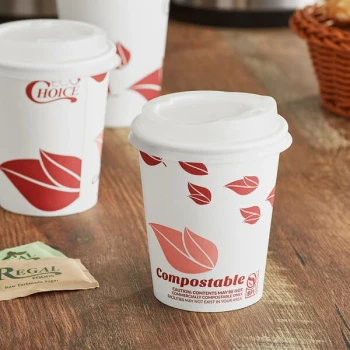 EcoChoice 8 oz. Leaf Print Compostable Paper Hot Cup and PLA Lid - 50/Case