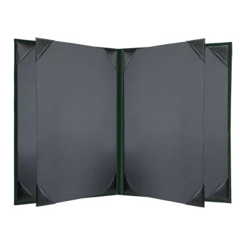 H. Risch, Inc. Oakmont 5 1/2" x 8 1/2" Green 6-Panel Menu Cover with Album Style Corners