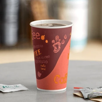 Choice 16 oz. Coffee Print Poly Paper Hot Cup - 1,000/Case
