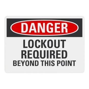 Lavex 14" x 10" Engineer-Grade Reflective Adhesive Vinyl "Danger / Lockout Required Beyond This Point" Safety Label