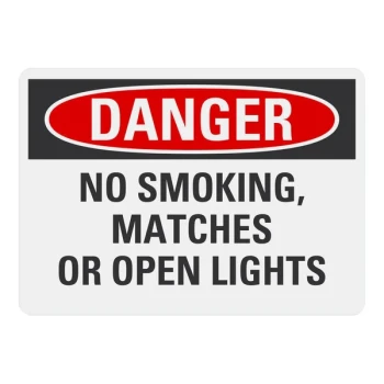 Lavex 14" x 10" Non-Reflective Adhesive Vinyl "Danger / No Smoking, Matches Or Open Lights" Safety Label