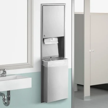 Lavex Stainless Steel C-Fold / Multifold Recessed Paper Towel Dispenser with 12 Gallon Waste Receptacle