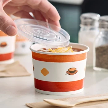 Choice 12 oz. Double Poly-Coated Paper Soup / Hot Food Cup with Vented Plastic Lid - 250/Case