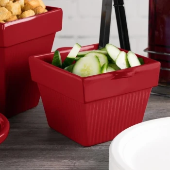 TableCraft CW1460R 1.5 Qt. Red Cast Aluminum Square Condiment Bowl
