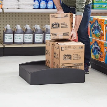 Regency 26" x 23" x 7" Black Plastic Spot Merchandiser with Curved Sides - 750 lb. Capacity