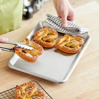 Baker's Lane Quarter Size NSF 20 Gauge 9 1/2 inch x 13 inch Open Bead Rim Stainless Steel Bun Pan / Sheet Pan