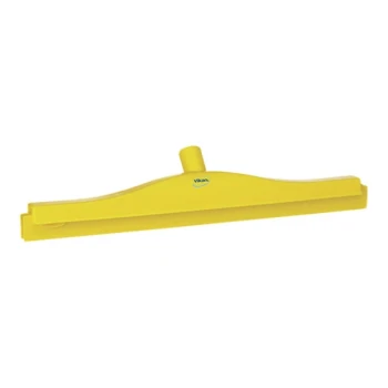 Vikan 77136 19 11/16" Yellow Ultra-Hygienic Double Blade Rubber Floor Squeegee with Plastic Frame and Replacement Cassette